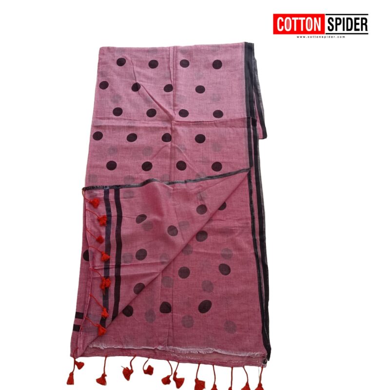 Khadi saree -Baby pink - Image 2