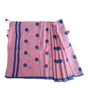 Khadi Pink with Blue Dot