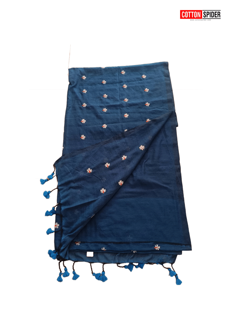 Khadi Blue Saree - Image 3
