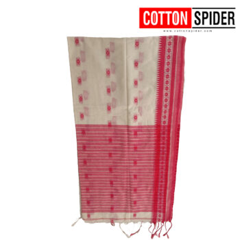 Khadi White with Red Saree - Image 3