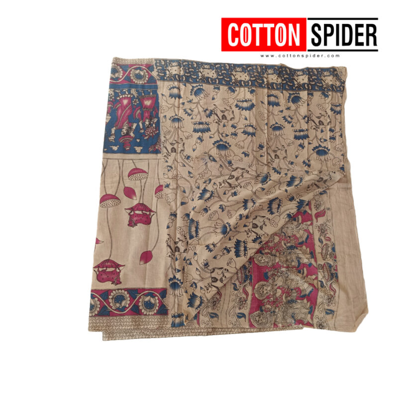 Kalamkari  Red and Cow Design Saree - Image 2