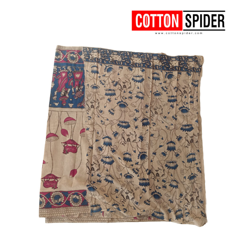 Kalamkari  Red and Cow Design Saree - Image 3