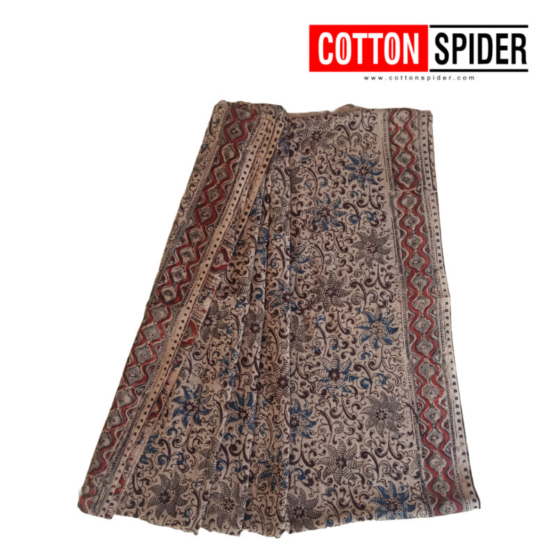 Kalamkari Brown and Sandle Saree