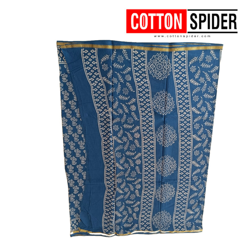 MulMul Blue Saree - Image 3