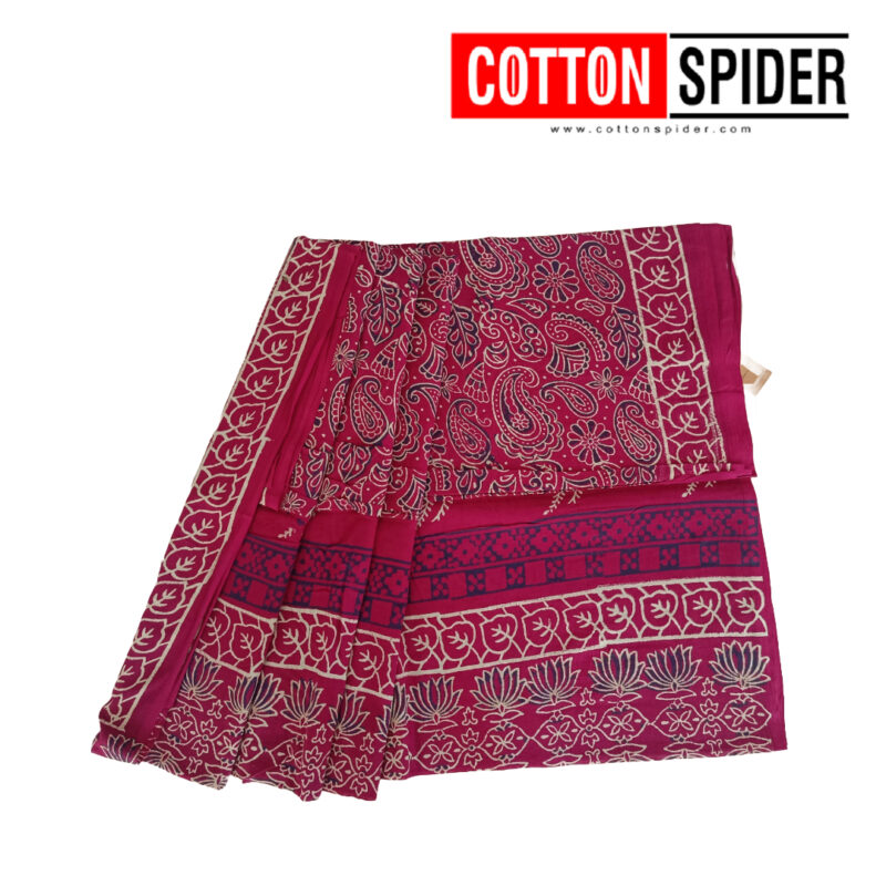 MulMul Dark Red Saree