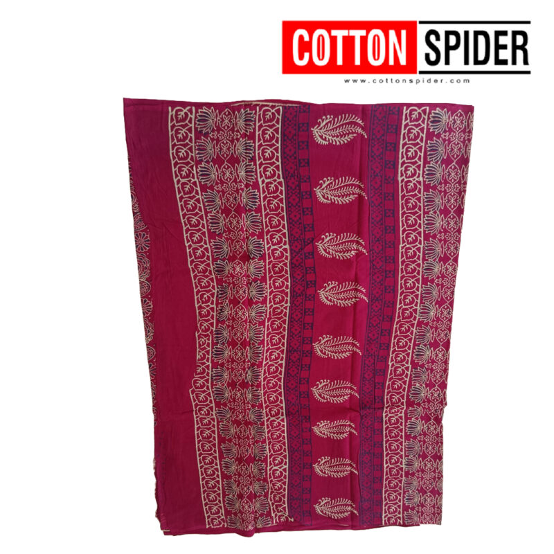 MulMul Dark Red Saree - Image 3