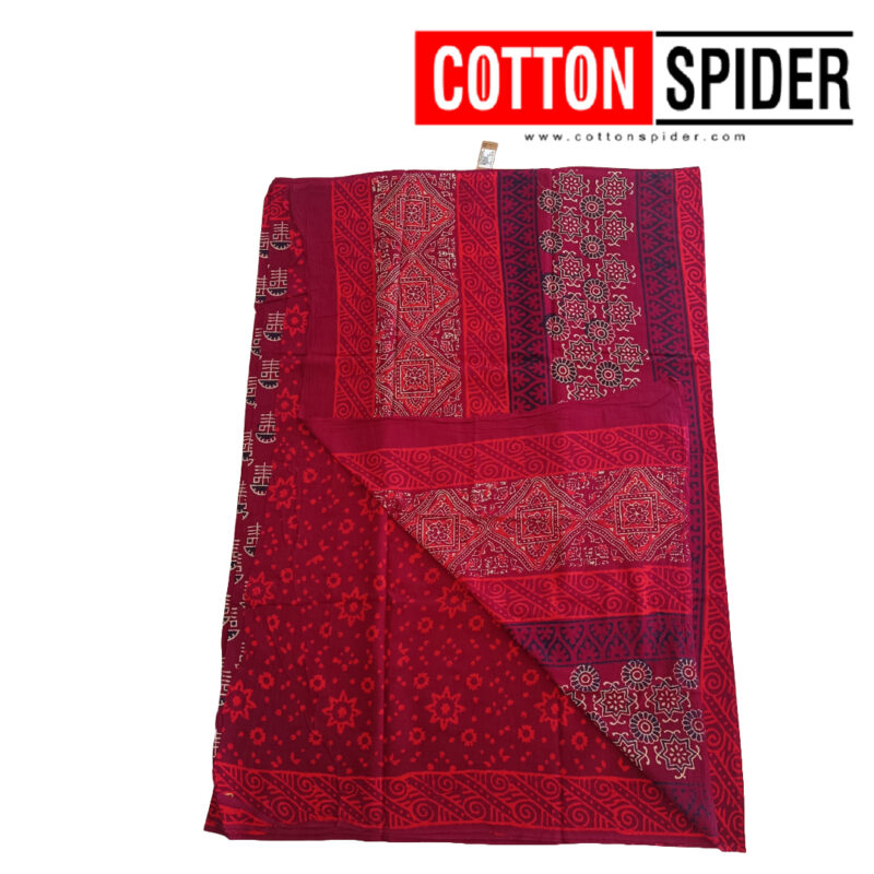 MulMul Dark Red with Unique Design Saree - Image 2