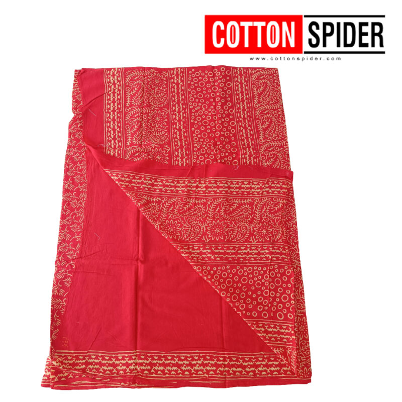 MulMul Sandle Red and Orange Design Saree - Image 2