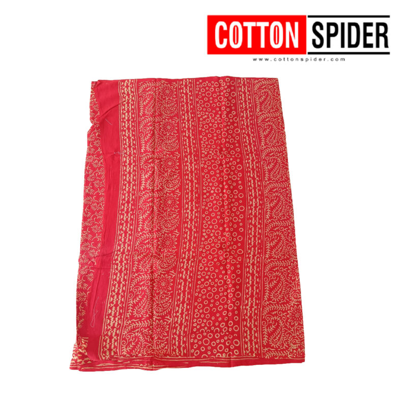 MulMul Sandle Red and Orange Design Saree - Image 3