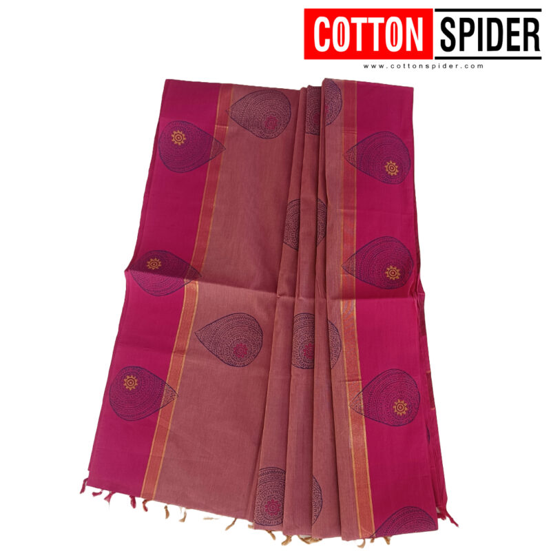 Negamam Brown Shade with Pink Border  Saree