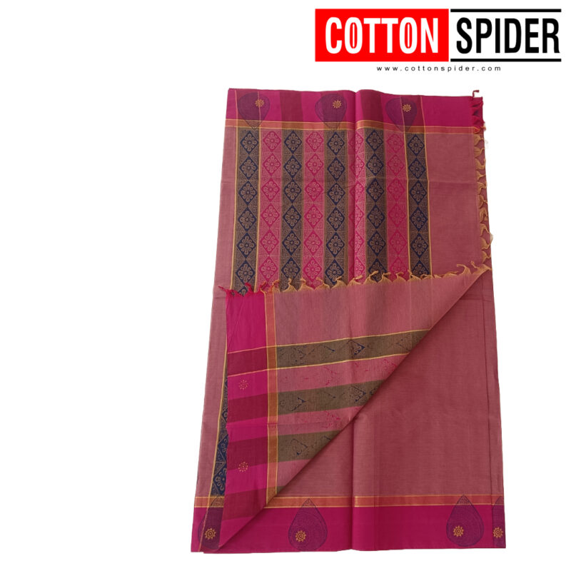 Negamam Brown Shade with Pink Border  Saree - Image 2