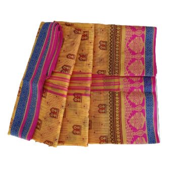 Fancy Cotton Yellow and Pink Border Saree