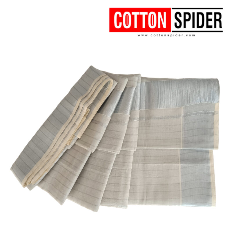 Kerala Off-White with Gray Mixed Saree