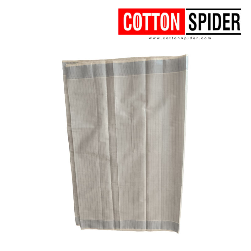 Kerala Off-White with Gray Mixed Saree - Image 3