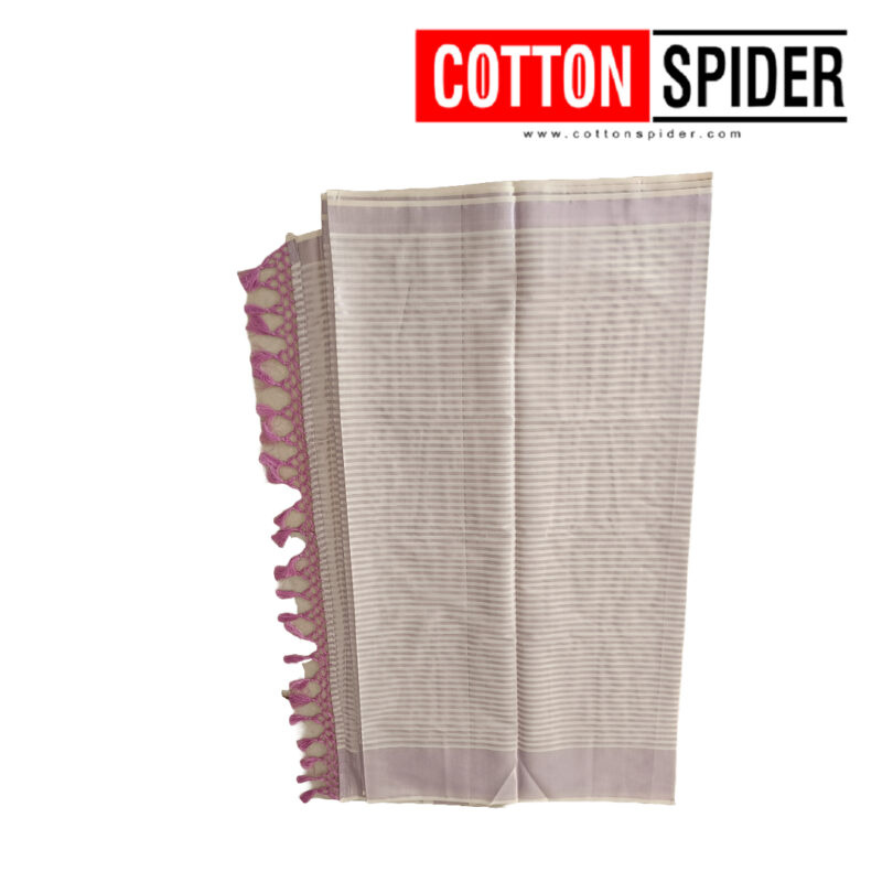 Kerala Off-White with Stright Line Design  Saree - Image 3