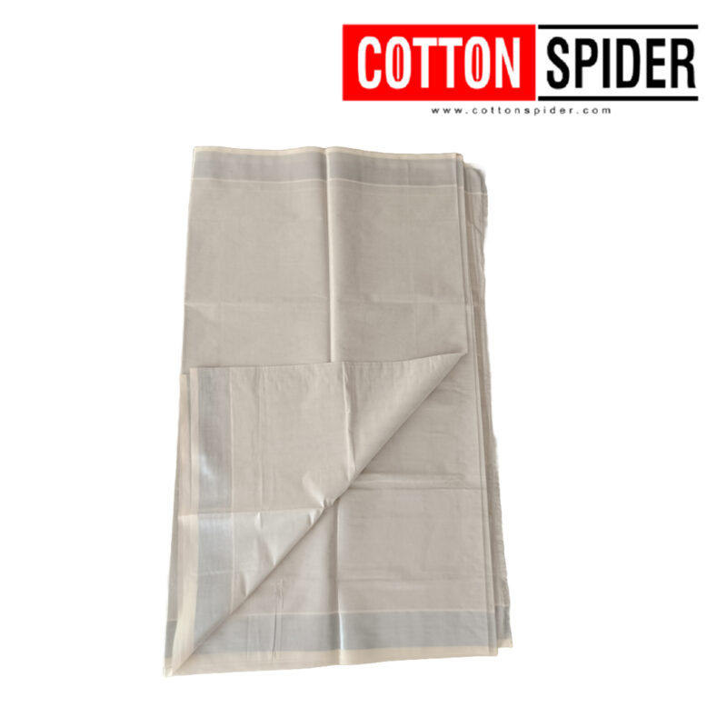 Kerala Half-White with Gray Mixed Saree - Image 2