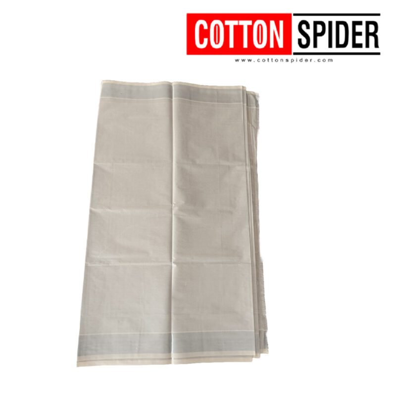 Kerala Half-White with Gray Mixed Saree - Image 3