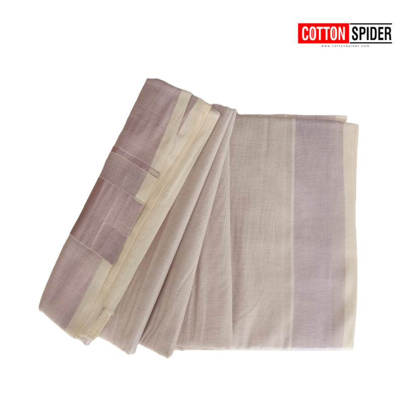 Kerala  Plain White with Silver  Border Saree