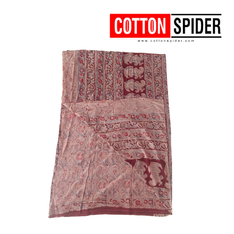 Kalamkari Red Design Saree - Image 2