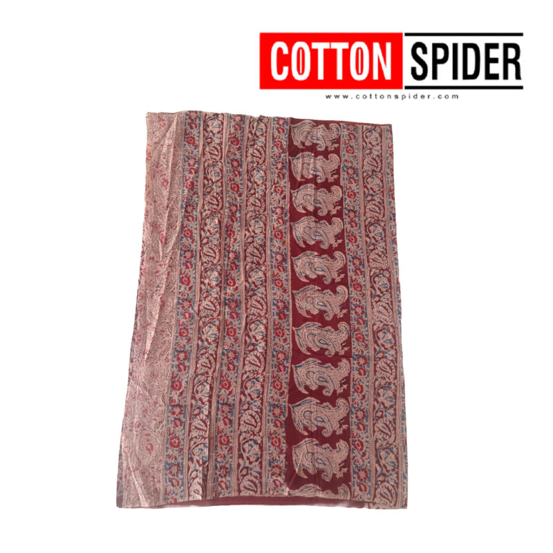 Kalamkari Red Design Saree - Image 3