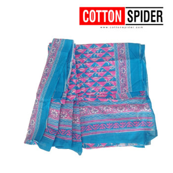MulMul Voilet & Sky Blue Saree