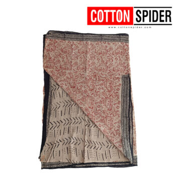 MulMul Sandle and Lignht Red with Black Border Saree - Image 2
