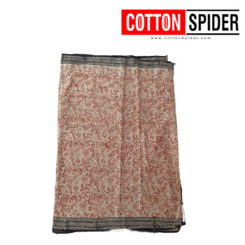 MulMul Sandle and Lignht Red with Black Border Saree - Image 3