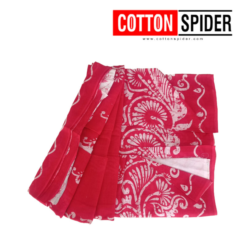 MulMul Dark Pink and White Design Saree