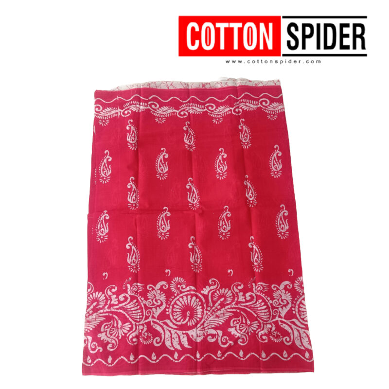 MulMul Dark Pink and White Design Saree - Image 3
