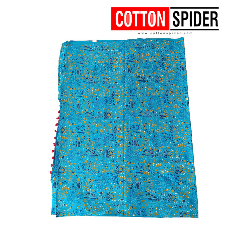 MulMul Sky Blue Saree - Image 3