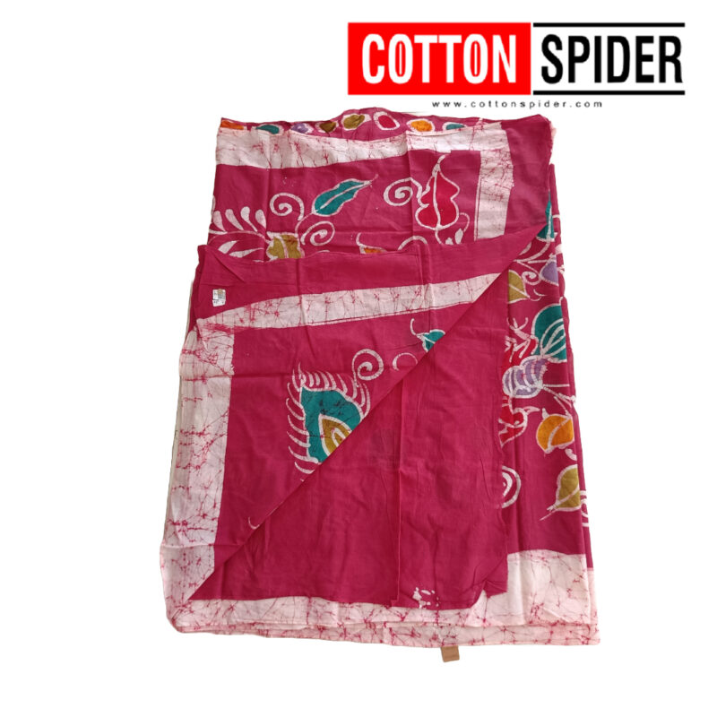MulMul Dark Pink with White Mixed Saree - Image 2