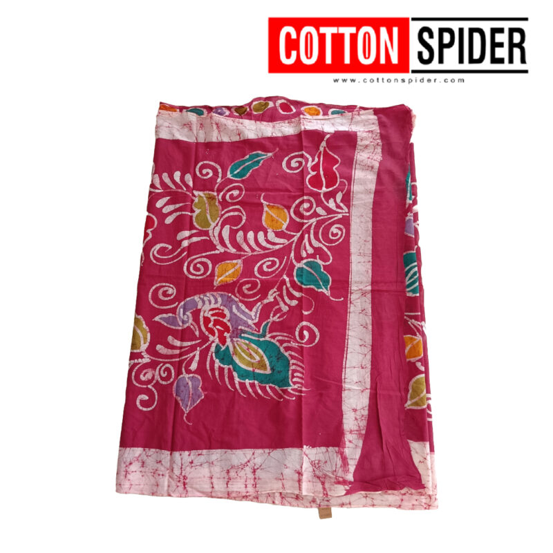 MulMul Dark Pink with White Mixed Saree - Image 3