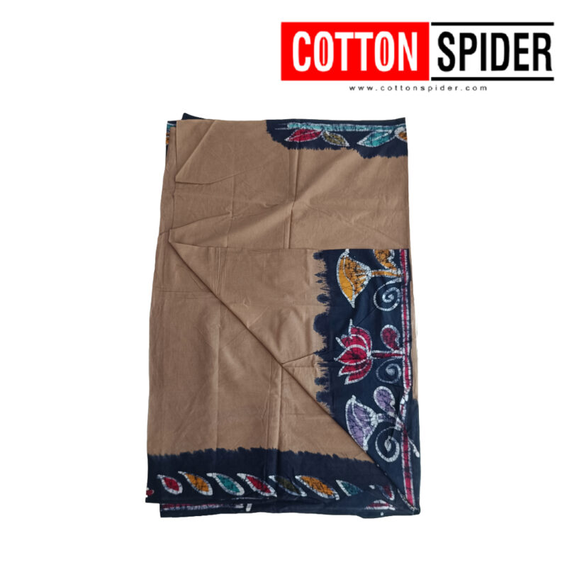 MulMul Sandle with Dark Blue Border Saree - Image 2