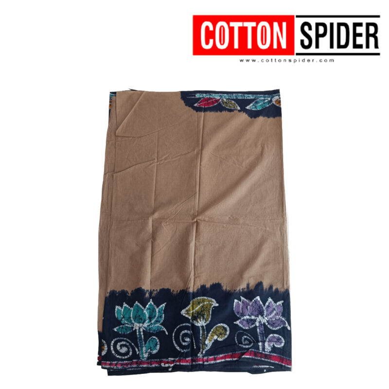 MulMul Sandle with Dark Blue Border Saree - Image 3