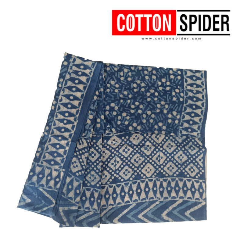 MulMul Blue with White Design Saree