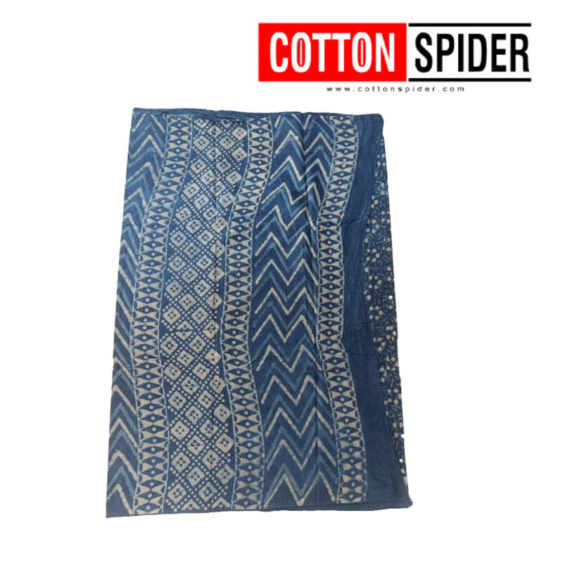 MulMul Blue with White Design Saree - Image 3