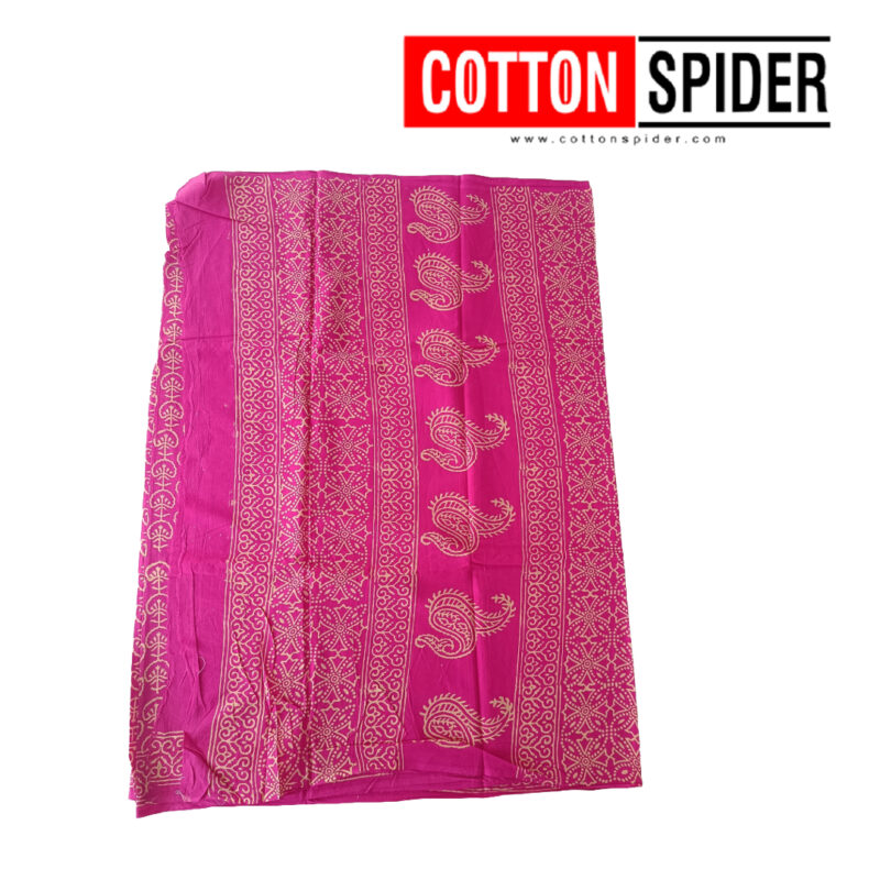 MulMul Dark Pink with Golden Design Saree - Image 3