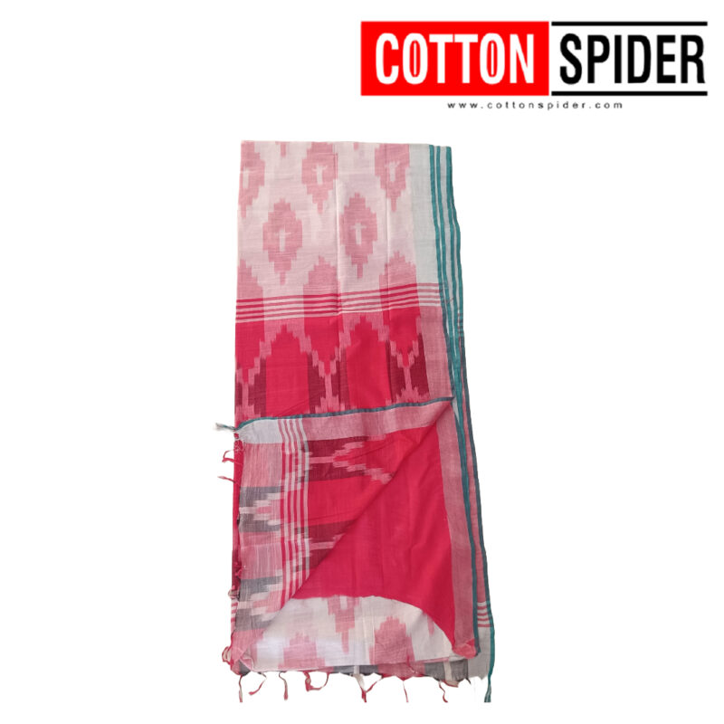 Pochampally  White and Pink Design saree - Image 2