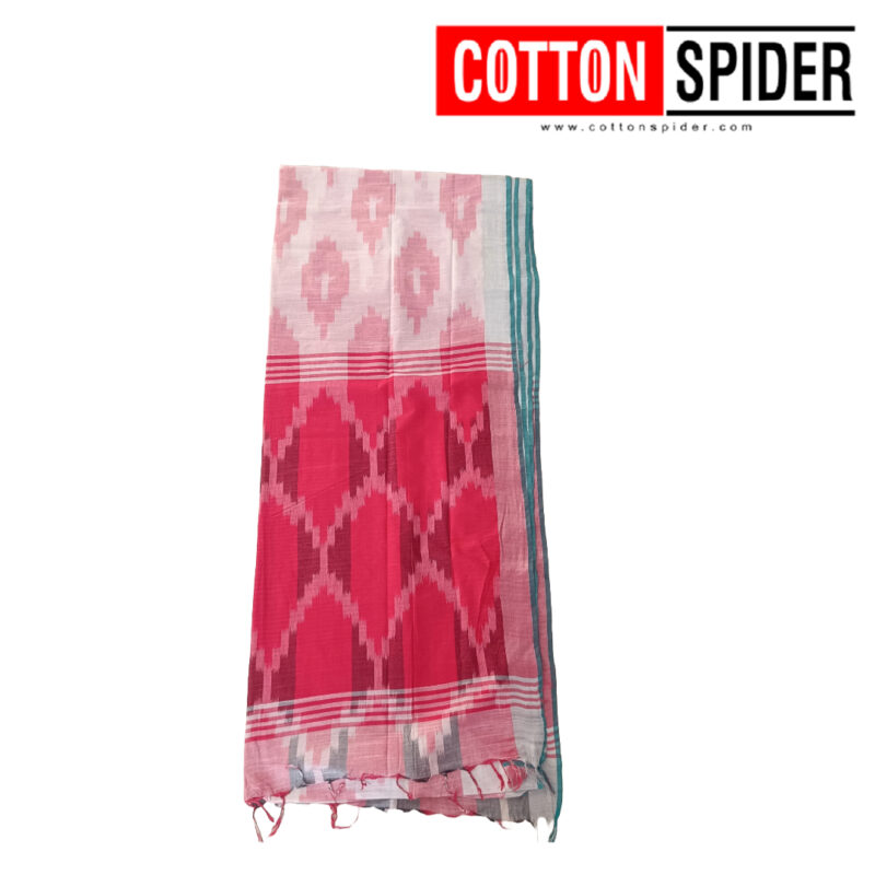 Pochampally  White and Pink Design saree - Image 3