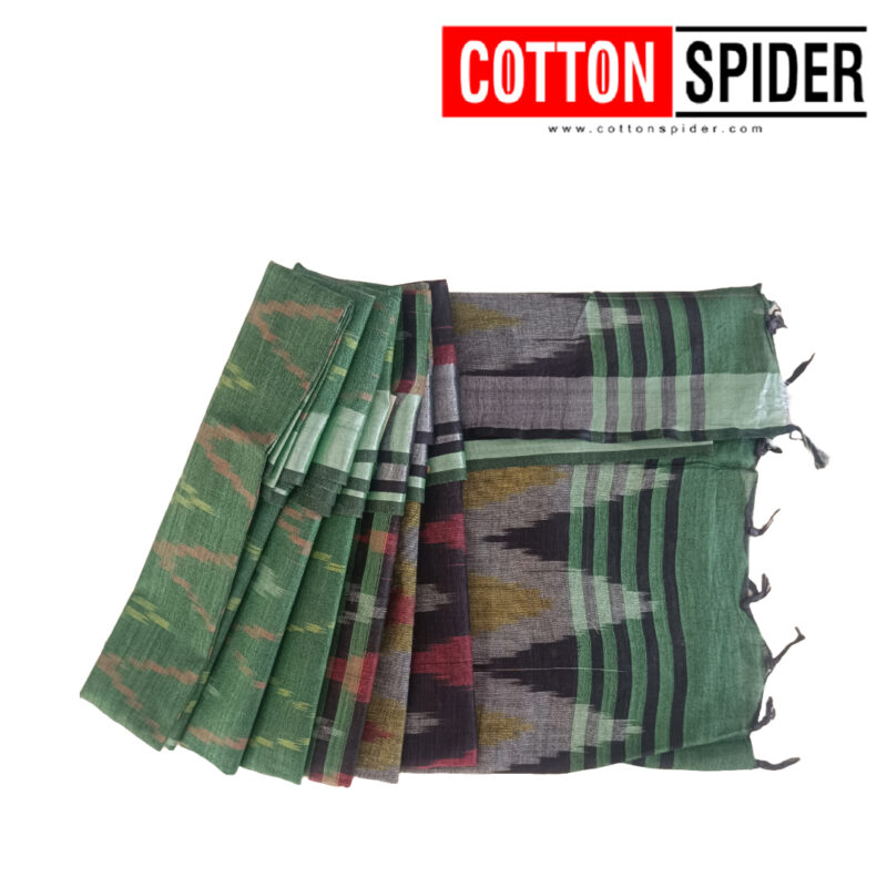 Pochampally   Green with Black and Red Design saree