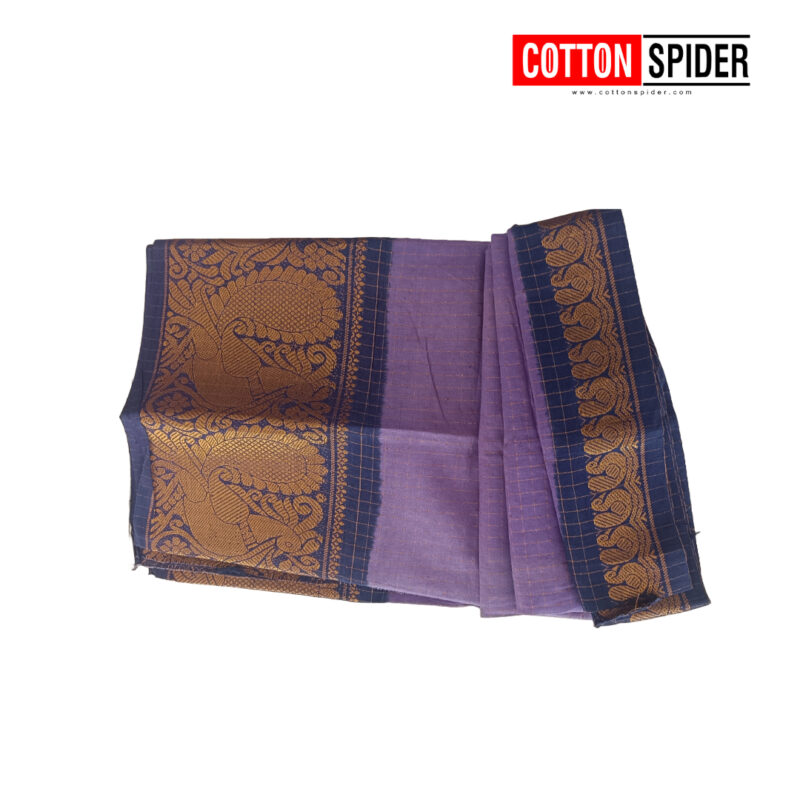 Chettinadu  Voilet with  Blue Border Saree