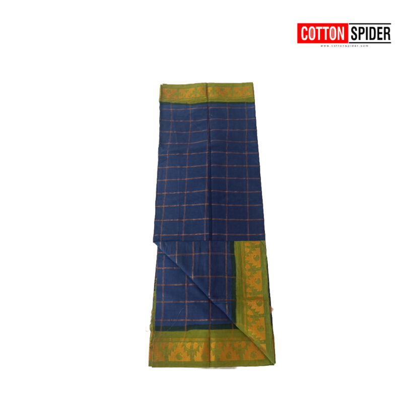 Sungadi Blue & Green  Border Saree - Image 2