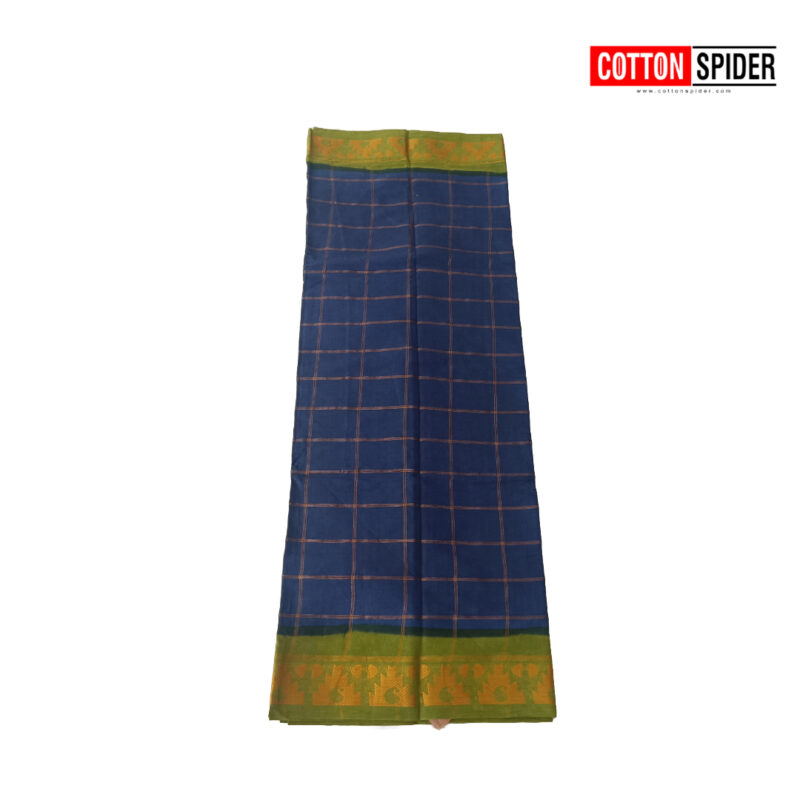 Sungadi Blue & Green  Border Saree - Image 3