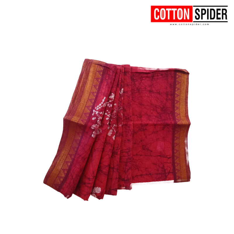 Sungadi Dark Pink with White Flower Saree