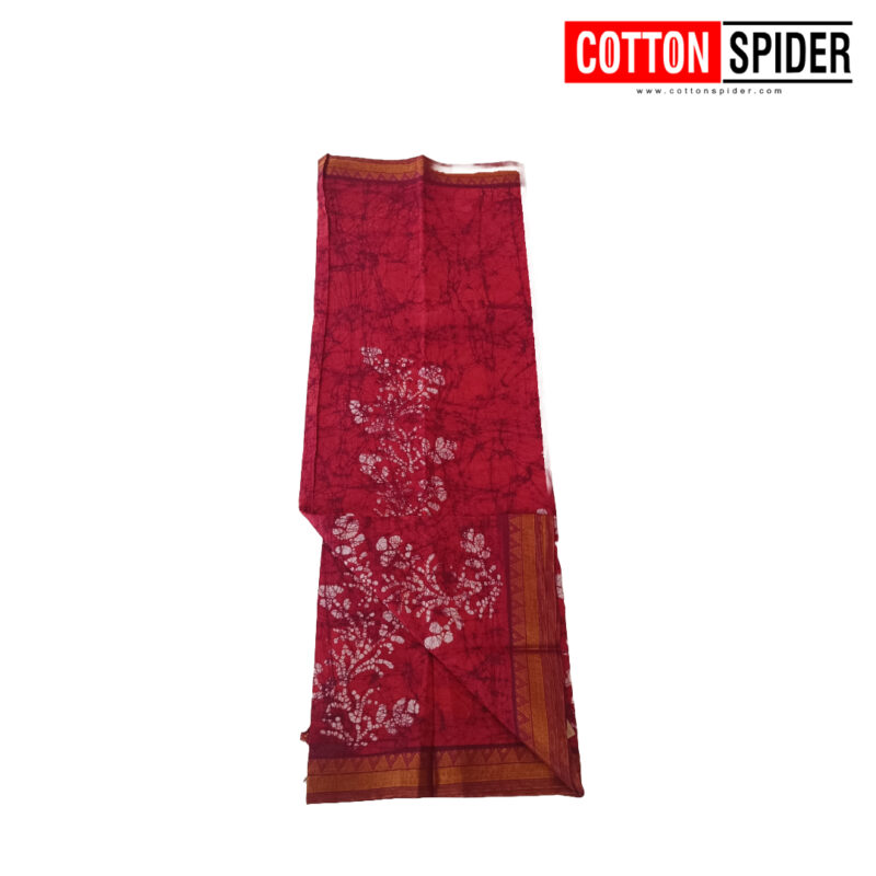 Sungadi Dark Pink with White Flower Saree - Image 2