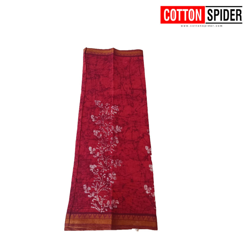 Sungadi Dark Pink with White Flower Saree - Image 3