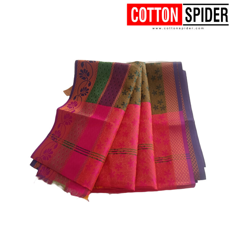 Bud Silk Green Saree with Pink Border