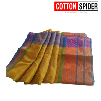 Bud Silk Green Saree with Blue Border