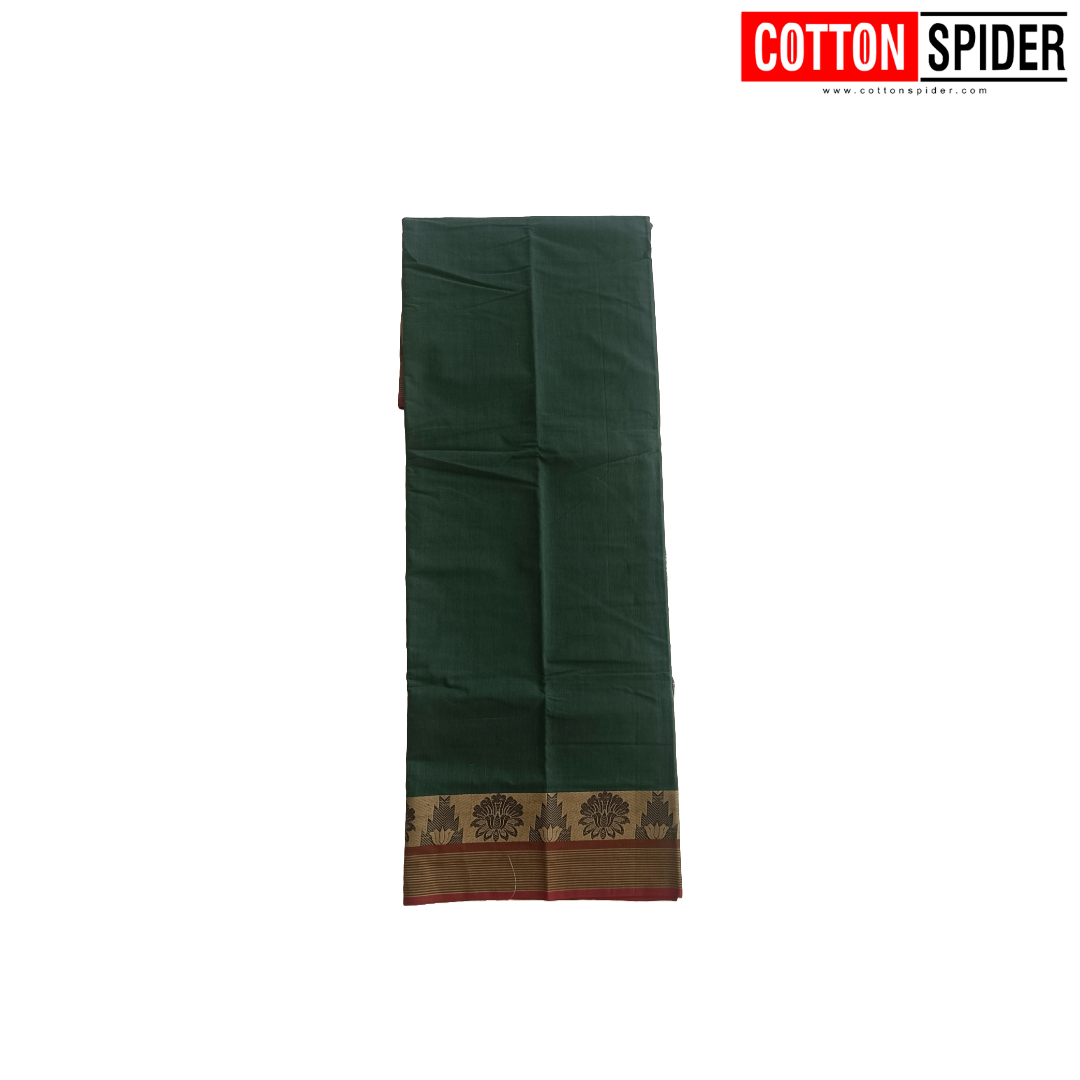 Chettinadu Green Saree with Sandle Border - Image 2