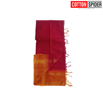 Chettinadu Pink Saree with Yellow Border - Image 2
